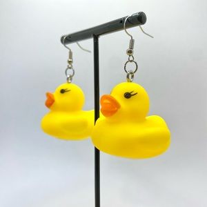 Mini yellow rubber duck earrings
